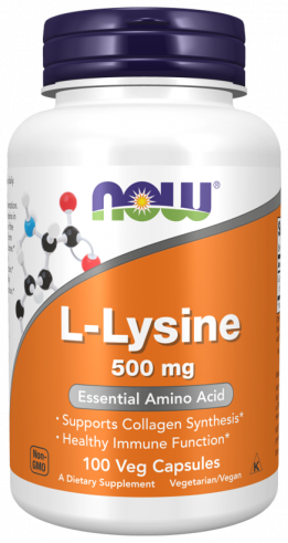 NOW L-Lysine 500 mg, L-Лизин 500 мг, 100 капсул