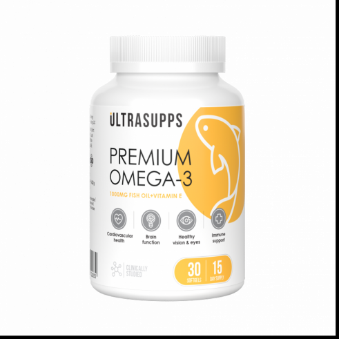 Ultrasupps Premium Omega-3, Премиум Омега-3, 30 капсул