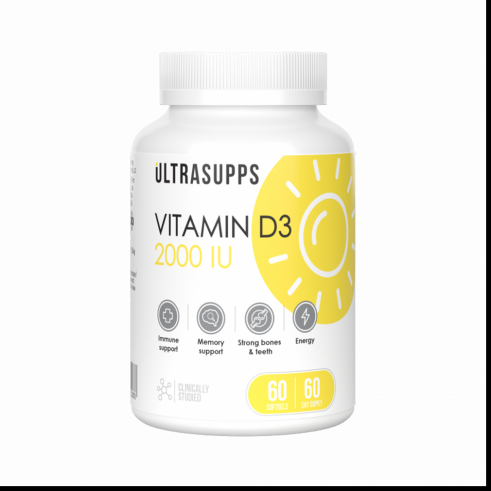 Ultrasupps Vitamin D3 2000 IU, Витамин D3 2000 МЕ, 60 капсул