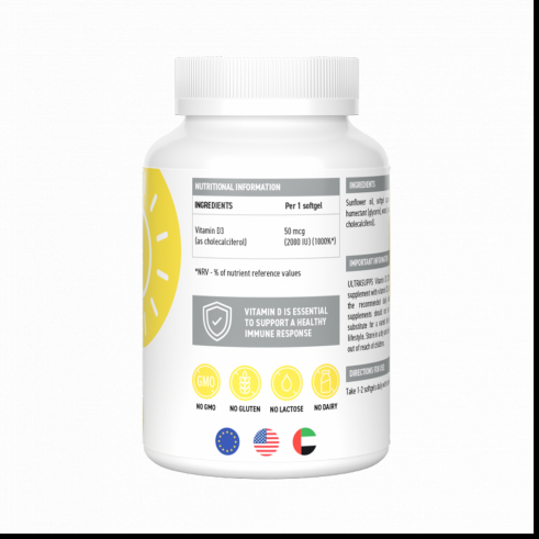 Ultrasupps Vitamin D3 2000 IU, Витамин D3 2000 МЕ, 60 капсул