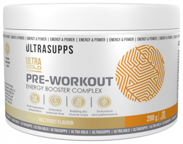 Ultrasupps Ultra Gold Pre-workout, Ультра Голд Предтренировочный комплекс, 200 грамм