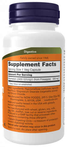 NOW Bromelain, Бромелайн, 60 капсул