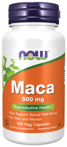 NOW Maca 500 mg, Мака перуанская 500 мг, 100 капсул