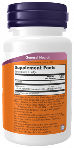 NOW Astaxanthin, Астаксантин, 60 капсул