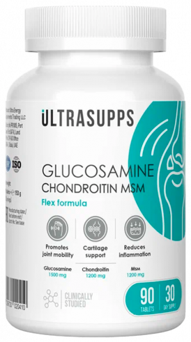 Ultrasupps Glucosamine Chondroitin MSM Flex Formula, Глюкозамин Хондроитин МСМ Флекс Формула, 90 таблеток