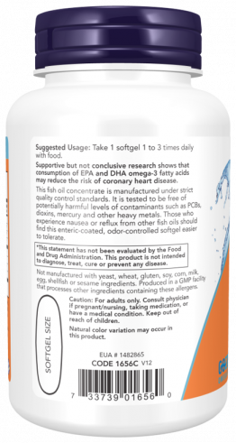 NOW Omega-3 Molecularly Distilled &amp; Enteric Coated
