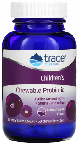 Trace Minerals Chewable Probiotic, Чуибл Пробиотик, 30 таблеток